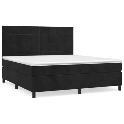 Produktbild von vidaXL Boxspringbett mit Matratze Schwarz 180x200 cm Samt