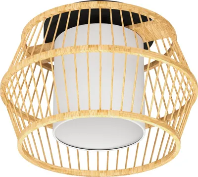 Produktbild von EGLO Deckenleuchte Monterroso, Holz Deckenlampe Boho Style, Deckenbeleuchtung aus Bambus in Natur,Wohnzimmerlampe mit E27