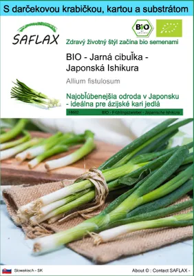 Obrázok produktu pre SAFLAX Darčeková sada - BIO - Jarná cibuľka - Japonská Ishikura - Allium fistulosum - 150 Semená - S darčekovou krabičkou, prepravným štítkom, darčekovou kartou a pestovateľským médiom