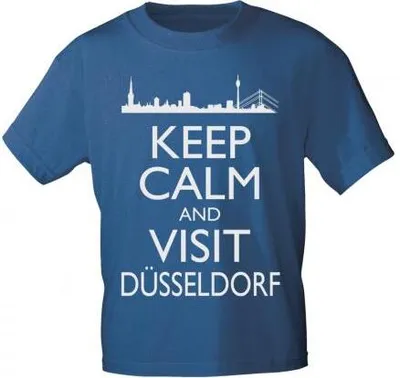 Produktbild von T-Shirt mit Print - Keep calm and visit Düsseldorf - 12913 versch. Farben zur Wahl - Gr. S-XXL Color - blau Größe - L
