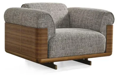 Produktbild von Sessel Stoff Ohrensessel Sitzer Polyester Grau Wohnzimmer Modern