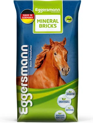 A bag of horse feed with a picture of a horse on it.