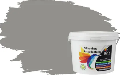 Produktbild von RyFo Colors Silikonharz Fassadenfarbe Lotuseffekt Trend Steingrau 3l - bunte Fassadenfarbe, weitere Grau Farbtöne und Größen erhältlich, Deckkraft Klasse 1