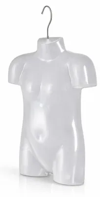 Produktbild von 1 x Kindertorso 35,7 cm Transparent – Halbschale Kinder Kunststoff – Oberkörper Jugendlicher Halbplastik – Kids Mannequin Schaufensterpuppe mit Haken Dekotorso