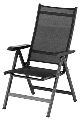 Produktbild von Basic Plus Multipositionssessel – Hochlehner Gartenstuhl verstellbar – wetterfester Gartensessel aus Aluminium und Outdoorgewebe – anthrazit