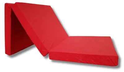 Productafbeelding van Natalia Spzoo vouwmatras 198x80x10 cm, rood - 3-delig schuimmatras, afneembare en wasbare hoes, voor logees, camper en kamperen, compact op te bergen