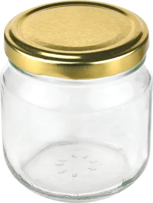 Obrázek produktu pro sada 12 kulatých skleněných nádob 212 ml nieder Do 66 zlaté víčko Zavařovací sklenice včetně brožury s recepty