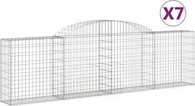 Produktbild von vidaXL Gabionen mit Hochbogen 7 Stk. 300x30x80/100 cm Verzinktes Eisen