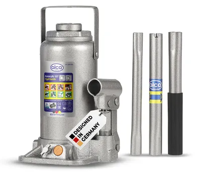 Produktbild von alca® hydraulischer Wagenheber 15t I Unterstellheber Auto, besonders robust, & GS , Doppelkolben, Verlängerungsschraube, Hubhöhe 225–425 mm, aus Stahl, silber-grau, nachfüllbar