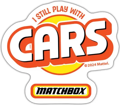 Produktbild von Spreadshirt Matchbox™ Logo Mit I Still Play With Cars Sticker Aufkleber, 10 x 10 cm, Mattweiß
