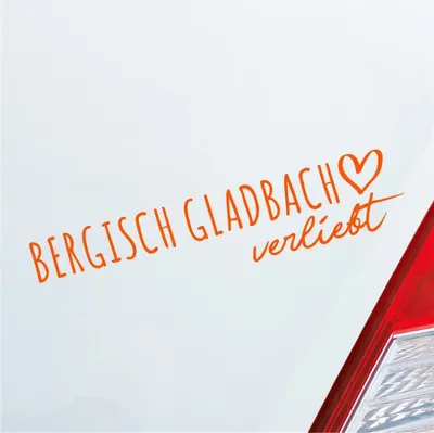 Produktbild von Auto Aufkleber Bergisch Gladbach verliebt Herz Stadt Heimat Liebe Car 19x4 cm Orange Sticker Heckscheibenaufkleber