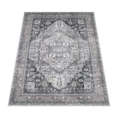 Produktbild von Teppich Wohnzimmer Flachgewebe Vintage Orient Ornamente Bordüre Waschbar Grösse 200 cm Rund