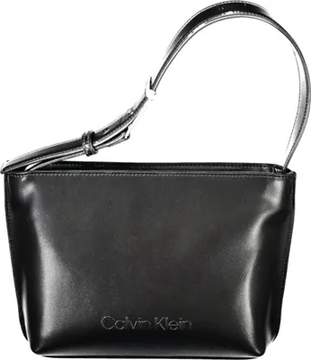 Produktbild von Nachhaltige schwarze Schultertasche für Damen mit Logo und Reißverschluss