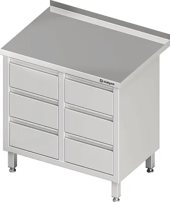 Produktbild von Schubladenschrank mit 2x3 Schubladen, 840x600x850 mm, mit Aufkantung, verschweißt