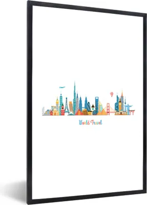 Produktbild von MuchoWow® Gerahmtes Poster Skyline - Reisen - Welt 20x30 cm - Poster mit Schwarzem Bilderrahmen Wandposter Rahmen Foto Bilder - Drucken - Bilder Poster im Rahmen