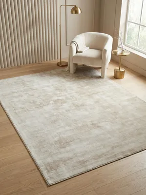 Produktbild von Flauschiger Viskose-Teppich | Wohnzimmerteppich Hochwertig | Weicher Bodenbelag | Klassisches Design | Beige-Grau, 160x230cm, 17mm Gesamthöhe | Bari von Kadima Design