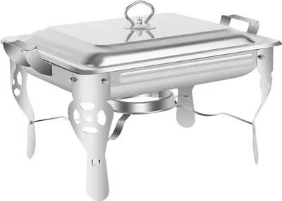 Produktbild von Buffetwärmer - Chafing Dish - 6 Liter Fassungsvermögen - Edelstahl 201 - Mit Spiritusbrenner - Für Catering, Hochzeit, Bankett - Silber