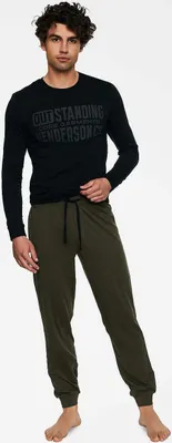Produktbild von Henderson Herren Schlafanzug Langarm + Pyjamahose 40040-99X BADGE, Farbe: Schwarz/Braun, Große: 2XL