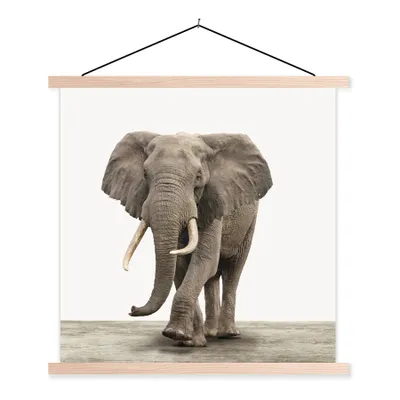 Produktbild von MuchoWow® Textilposter Elefant - Kinder - Tiere - Mädchen 40x40 cm mit holzfarbenen Rahmen - Posterleiste