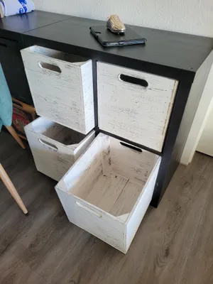 Produktbild von 4er set Holzbox Vintage Weiss Regalkiste passend für Ikea Kallax und Expeditregal Weinkiste Holzkiste