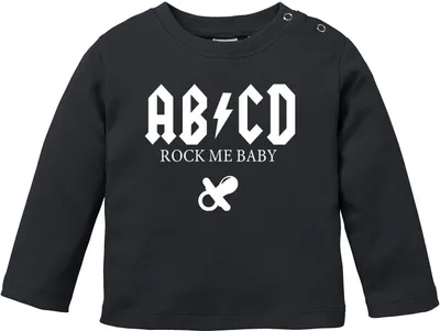 Produktbild von Baby Langarmshirt Babyshirt ABCD Rock me Baby Hardrock Jungen Mädchen Shirt Moonworks® schwarz 56/62 (1-3 Monate)