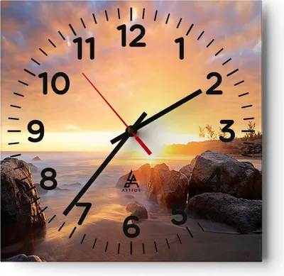 Produktbild von Wanduhr - Quadrat - Glasuhr - Meer Strand Felsen - 40x40cm - Schleichendes Uhrwerk - Lautlos - zum Aufhängen bereit - Dekoration Modern - Wanddekoration aus Glas - C4AC40x40-3649