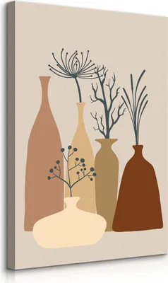 Produktbild von Muralo Leinwandbild Canvas für Wohnzimmer PFLANZEN Geschirr Abstraktion Boho Br. 60cm x Hö. 90cm