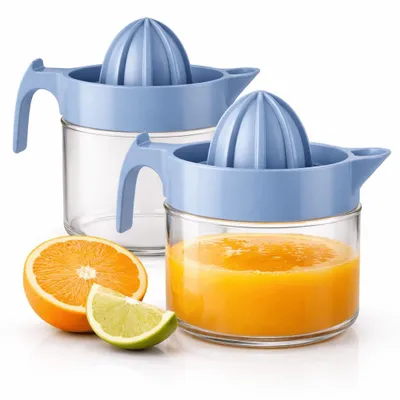 Produktbild von Zitruspresse 2er Set Zitronenpresse Manuell Saftpresse Orangenpresse Pastellblau