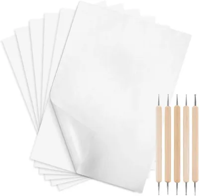 Productafbeelding van Koolstoftransferpapier - Witte kleur 29,7 x 21 cm transferpapier met reliëfstylus set voor transferpatroon op hout - Papier - Canvas