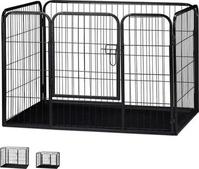 Immagine prodotto di Piccola gabbia metallica per cani, 70x108x73 cm, nera, per interni
