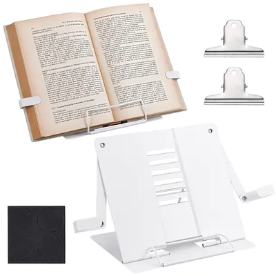 Image de Support de bureau pour livres avec pinces réglables, lot de 2