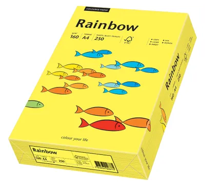 Zdjęcie produktu dla Papier wielofunkcyjny PAPYRUS Rainbow A4 160 g/m² średnio żółty 250 arkuszy
