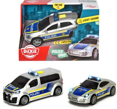 Produktbild von Dickie Toys -Police Unit, 3-sort Porsche Polizeiauto (15 cm)