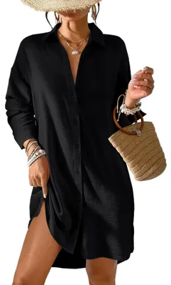 Productafbeelding van Tanmolo dames strandjurk, zomer, strandtuniek, omslagdoek, zwart, 3XL