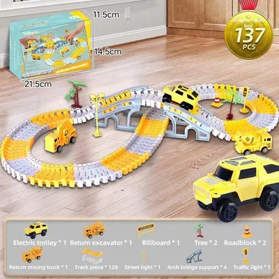 Produktbild von Elektrische Mini-Treinset DIY Kerstspeelgoed Auto-Bau-Bahn für Kinder