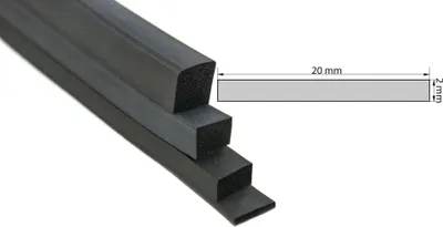 Produktbild von VKP2x20 Moosgummi EPDM - Vierkantprofil 2x20 mm Gummiprofil, Profilgummi