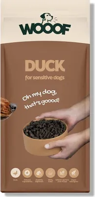 Produktbild von Hundetrockenfutter WOOOF Ente 18KG Hypoallergenes Hundefutter kaltgepresst für sensible Hunde
