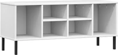 Produktbild von vidaXL Schuhregal OSLO mit Metallbeinen Weiß 106x35x45 cm Massivholz