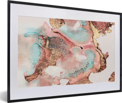 Produktbild von MuchoWow® Gerahmtes Poster Tinte - Pastell - Abstrakt 60x40 cm - Poster mit Schwarzem Bilderrahmen Wandposter Rahmen Foto Bilder - Schlafzimmer - Plakat in Rahmen - Drucken