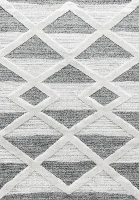 Produktbild von Teppich Wohnzimmer Hochflor Grau 200x290 Rechteck Geometrisches Design