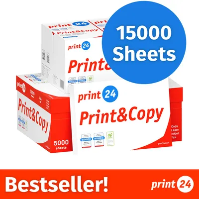 Zdjęcie produktu dla NOWOŚĆ: print24 Papier do drukarek i kopiarek, 15000 arkuszy, 30 x 500, A4, Premium, ekstra biały, CIE 160, Zwycięzca testów, Certyfikat PEFC