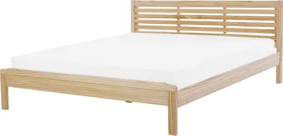 Zdjęcie produktu dla BELIANI Łóżko ze stelażem jasnobrązowy z wezgłowiem 180 x 200 cm rustykalny design