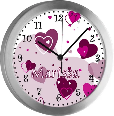 Produktbild von Kinderzimmer Funkwanduhr, Funkuhr Wanduhr Kinder, Herz brombeere 25 cm