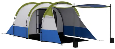Produktbild von Campingzelt, für 3 Personen, Laternenhaken, drei Eingänge, wasserdicht, Grün