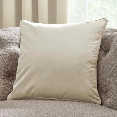 Samtkissen 43x43 cm, cremefarben, mit Füllung, Polyester