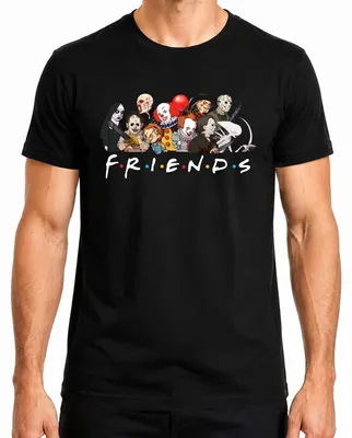 Immagine prodotto di FRIENDS Horror Icons Pennywise Chucky Michael Jason Freddy Fans Maglietta da uomo, nero, L