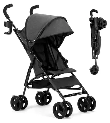 Produktbild von Reisekinderwagen mit faltbarem Design und verstellbarem Verdeck, zusammenklappbarer Kinderwagen für Neugeborene mit Stauraum und Getränkehalter