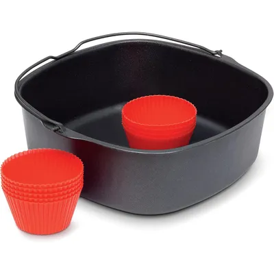 Brotbackformen, 7“ Quadratischer Tortenkorb, Party-Kit für Airfryer, Heißluftfritteuse zubehör, Airfryer Zubehör, Mit 6 Muffinförmchen