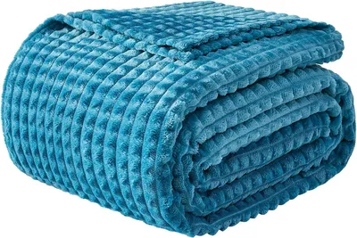 Obrázok produktu pre Flísusová deka 200x230 cm, tyrkysová, mäkká, pre posteľ