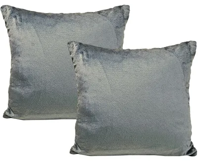 Produktbild von JACK 2er Set Teddy Flausch Kissenhülle Kissenbezug Dekokissen flauschig kuschlig weich, Farbe:Grau, Größe:50 x 50 cm